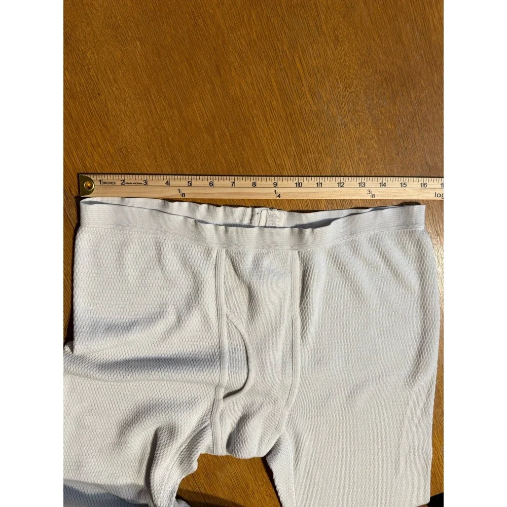 Vintage J.E. Morgan Thermal Long Johns L Waffle Knit USA‎ White Cotton Poly